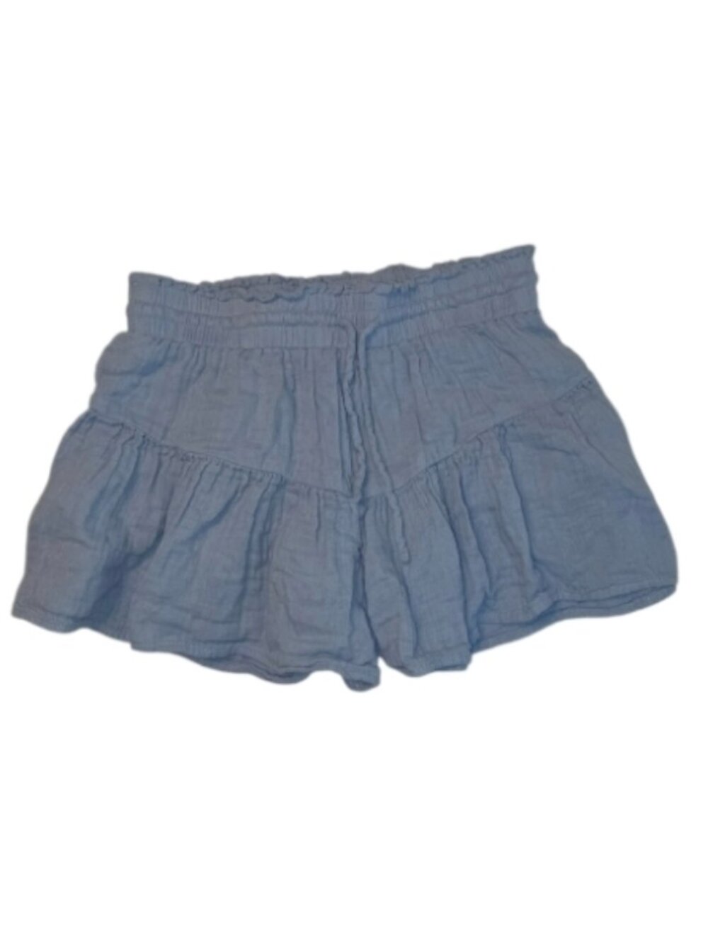 Aeropostale High-Rise Gauze Ruffle Shorts Light Blue XS Cotton